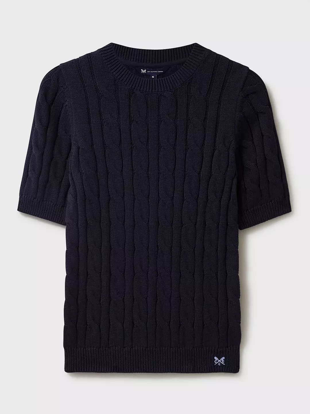 Crew Clothing Cotton Summer Cable Knit Jumper, Navy Blue | John Lewis (UK)
