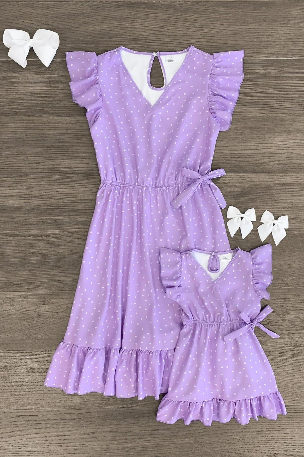 Mom & Me - Lavender Polka Dot Ruffle Dress | Sparkle In Pink
