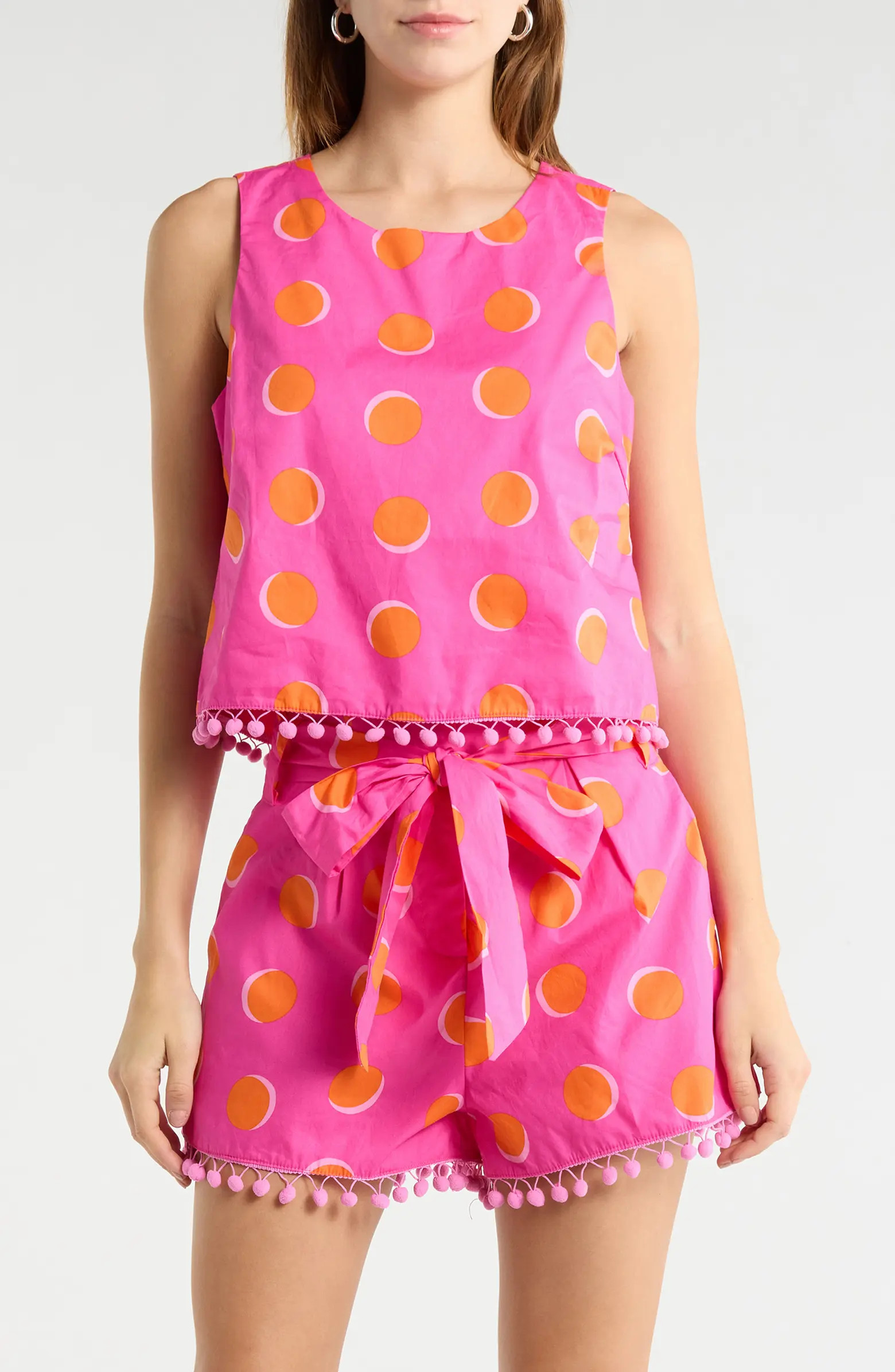 SUGARLIPS Rosy Polka Dot Taisy Sleeveless Top | Nordstrom | Nordstrom