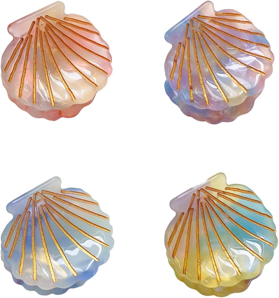 Shell Hair Claw Clip Jaw Clip 4Pcs Mini Shell Hair Clips Acetic Acid Sea Shell Hair Clips for Wom... | Amazon (US)