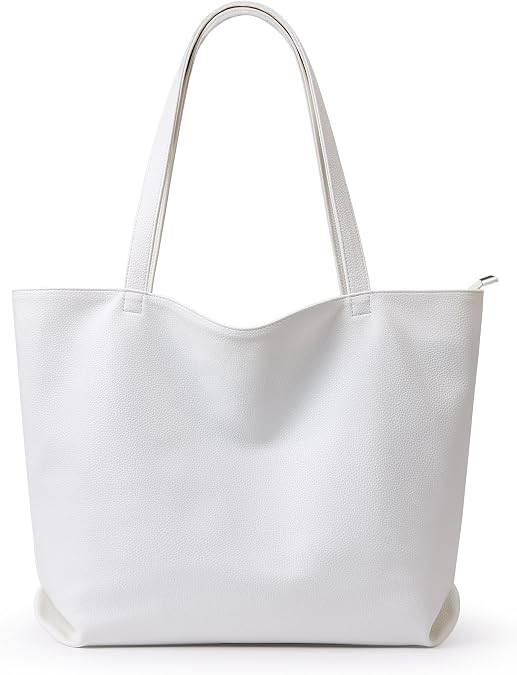 WLLWOO Soft Vegan Leather Tote Bag for Women Large Hobo Zipper Purse | Casual Shoulder Handbags C... | Amazon (US)