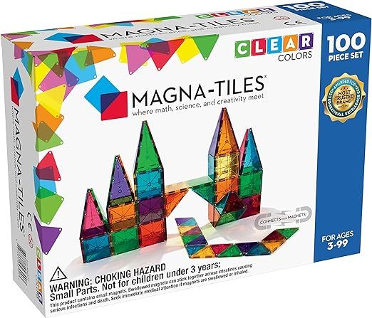 Magna-Tiles 100-Piece Clear Colors Set, The Original Magnetic Building Tiles For Creative Open-En... | Amazon (US)
