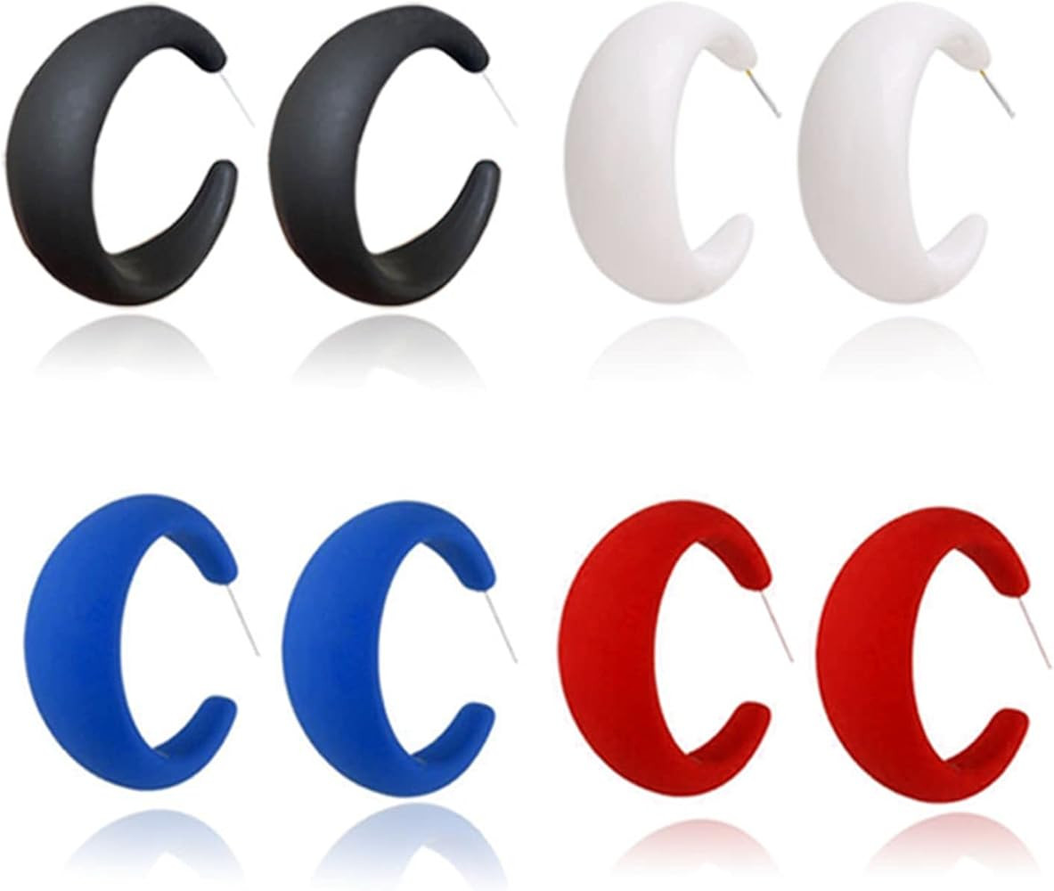 WCRAZYE Colorful Acrylic Chunky Hoop Earrings for Women Lightweight Exaggerated Geometric Earring... | Amazon (US)