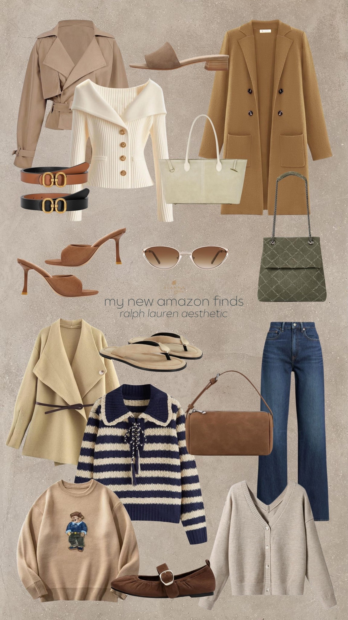 the ralph lauren aesthetic, amazon edition. 🏇📜 classic trenches, striped knits, and timeless accessories that look way more expensive than they actually are. these are the building blocks for a polished, high-low wardrobe on a budget. 

#preppystyle #amazonfashion #quietluxury #classicstyle #oldmoney

#LTKootd