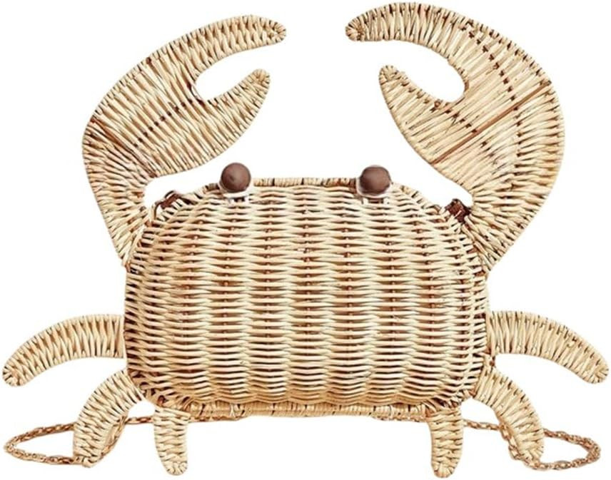 Handwoven Fish Shaped Rattan Crossbody Bag Novelty Wicker Straw Purse Summer Beach Vacation Anima... | Amazon (US)