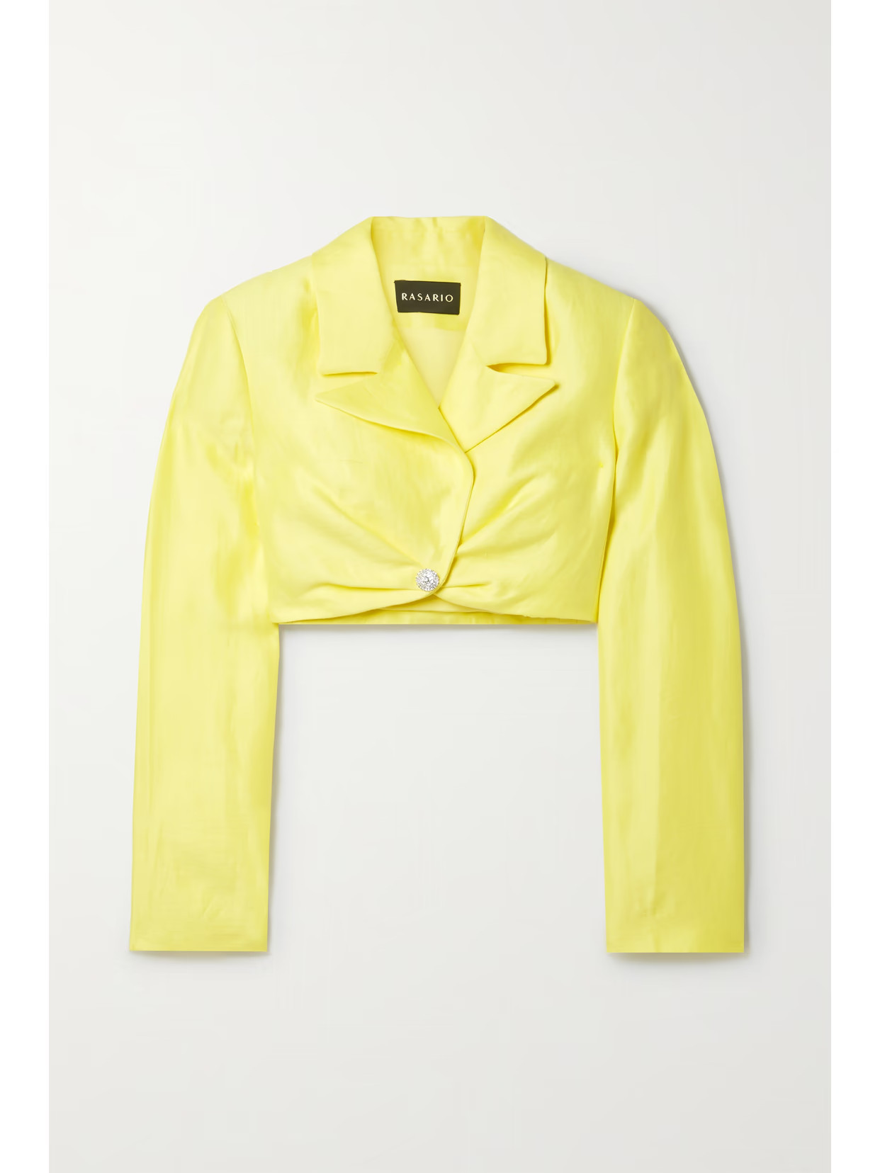 RASARIO - Cropped Crystal-embellished Linen-blend Blazer - Yellow | NET-A-PORTER (US)