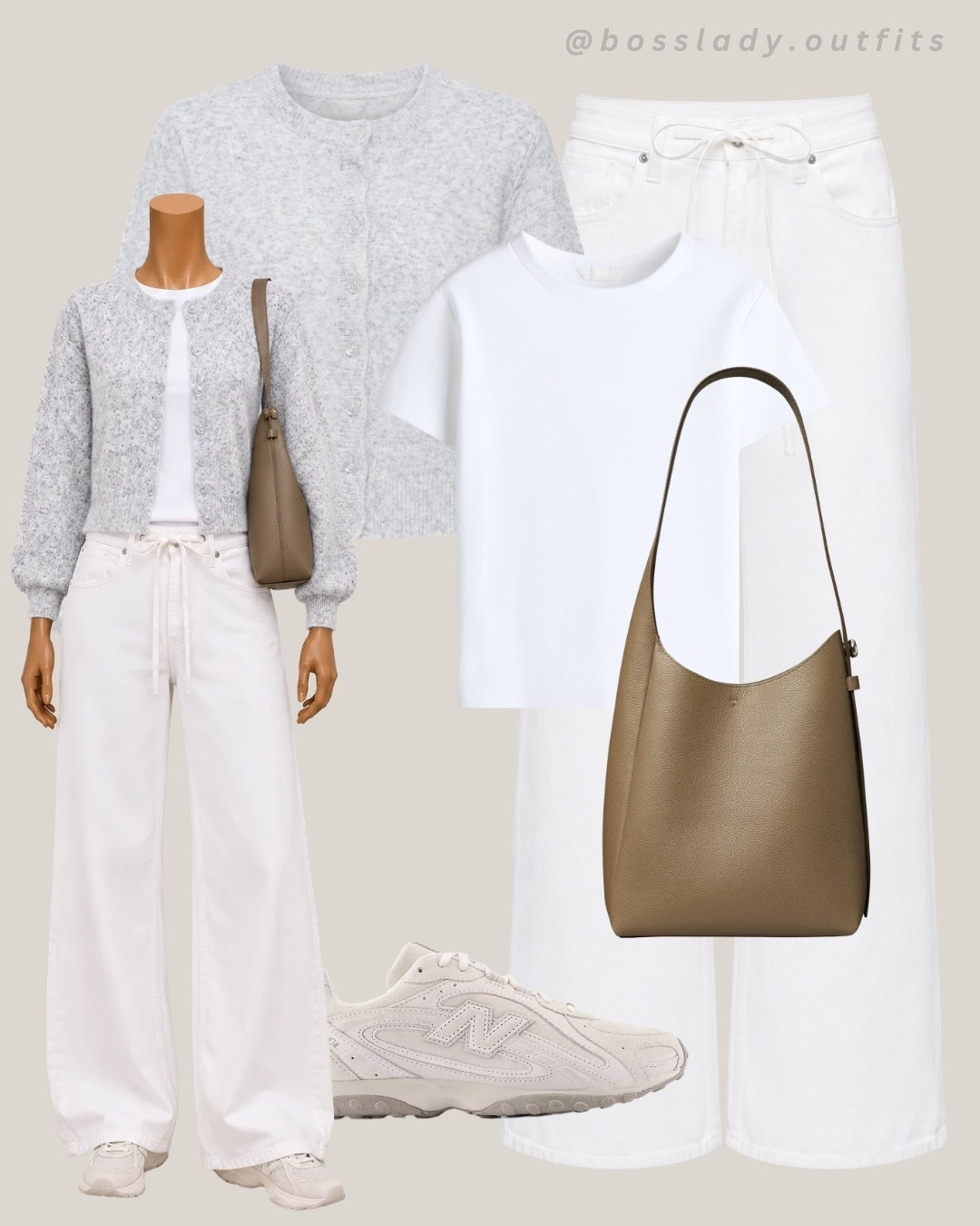 soft grey knit and crisp white, this combo just gets it

Tags: casual outfit idea, spring outfit inspo, neutral outfit, athleisure look, comfy chic outfit, wide leg pants outfit, everyday outfit idea, cardigan outfit

#LTKshoes #LTKstyletip #LTKbag