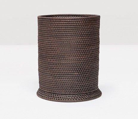 Pigeon & Poodle Dalton Woven Rattan Round Wastebasket in Coffee with O | The Well Appointed House, LLC
