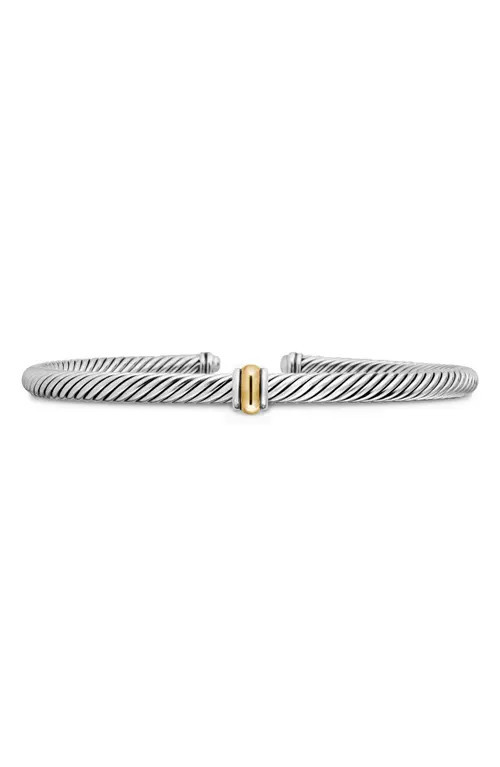 David Yurman Classic Cable Station Bracelet in Sterling Silver with 18K Gold, 4mm in Silver/Yellow Gold at Nordstrom, Size Medium | Nordstrom