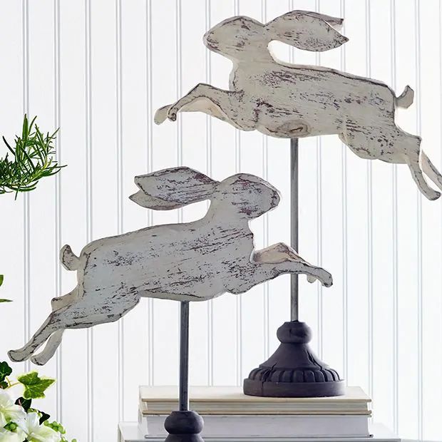 Rabbit Silhouette Display Stand Set of 2 | Antique Farm House