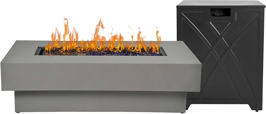 48-inch Fire Table with 20lb Propane Tank Cover, 50,000BTU Outdoor Modern Patio Fire Pit Table w/... | Amazon (US)