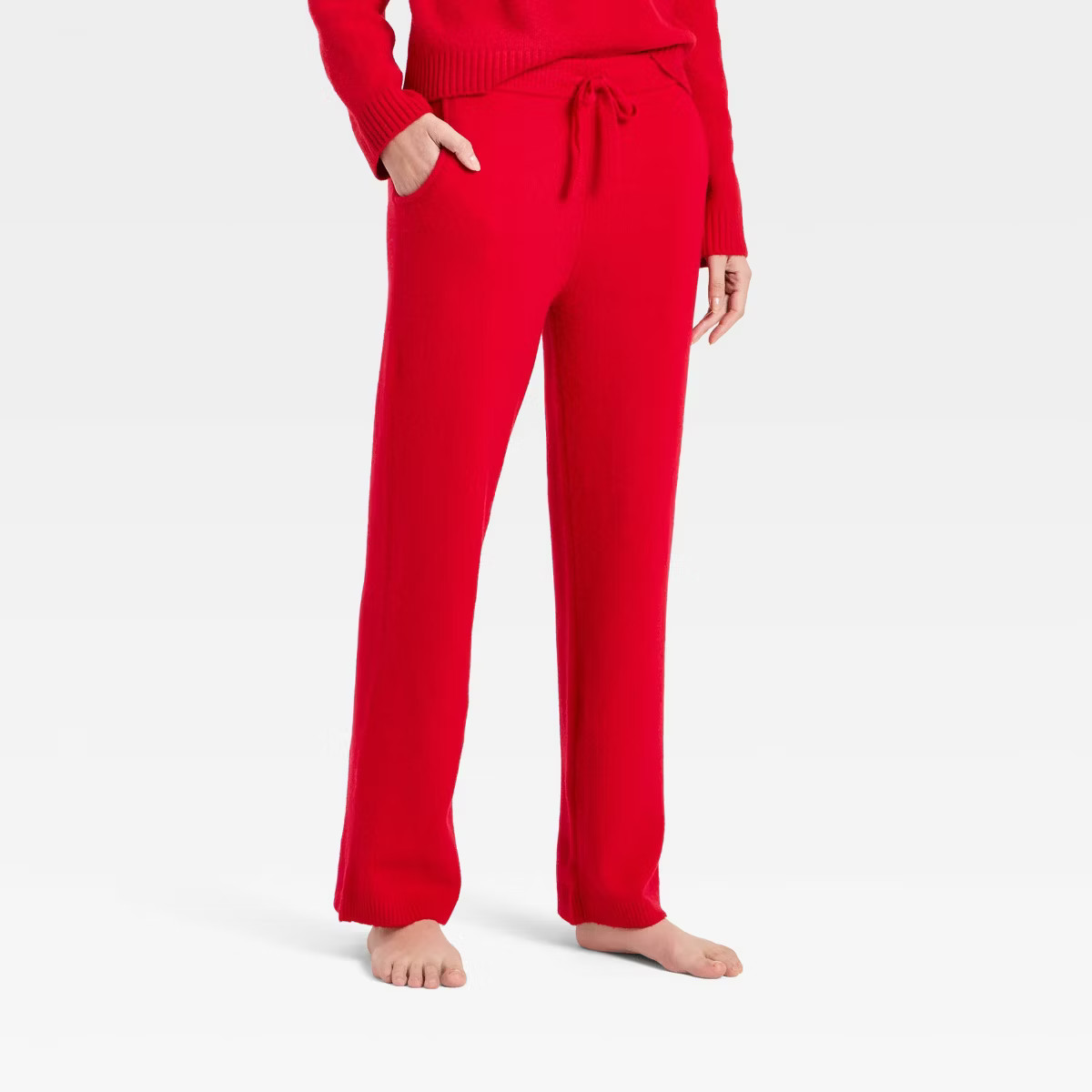Women's Mid-Rise Cozy Knit Ankle Pull-On Pants - Universal Thread™ Red | Target