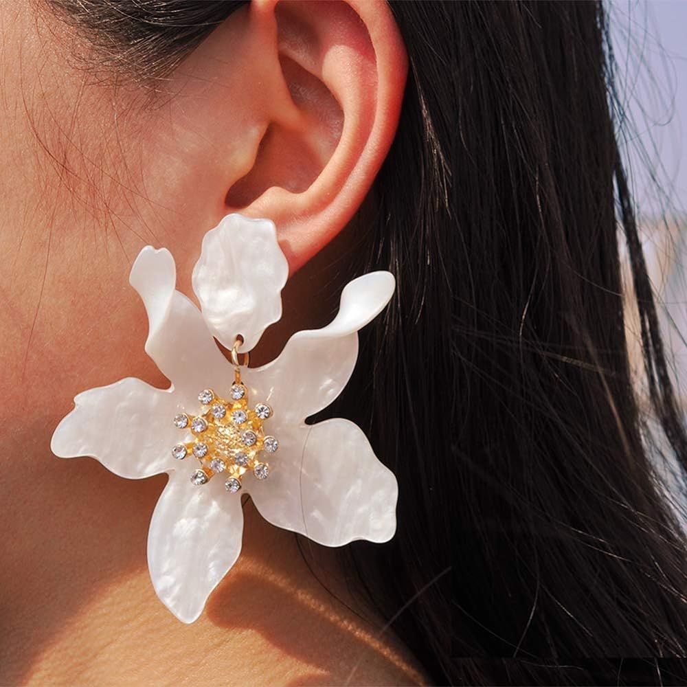 Boho Stud Earrings for Women - Chic Flower Statement Earrings with Gold Flower Bud, Great for Sister | Amazon (US)