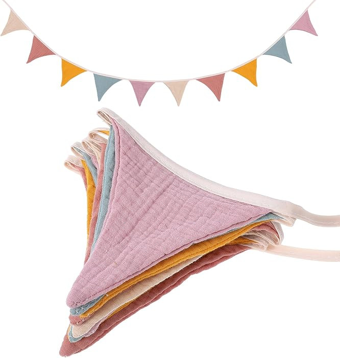 Pennant Banner Flags Cotton Baby Shower Garland Boho Baby Shower Decorations Bunting Banner Flags... | Amazon (US)