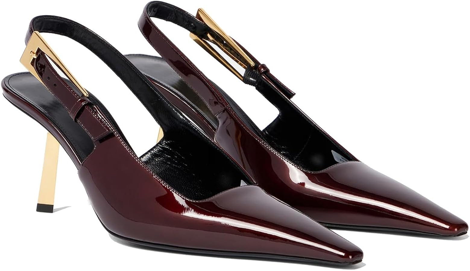 THESHY Women's Slingback Stiletto High Heels Square Toe Metal Buckle Pumps Backless Patent Leathe... | Amazon (US)