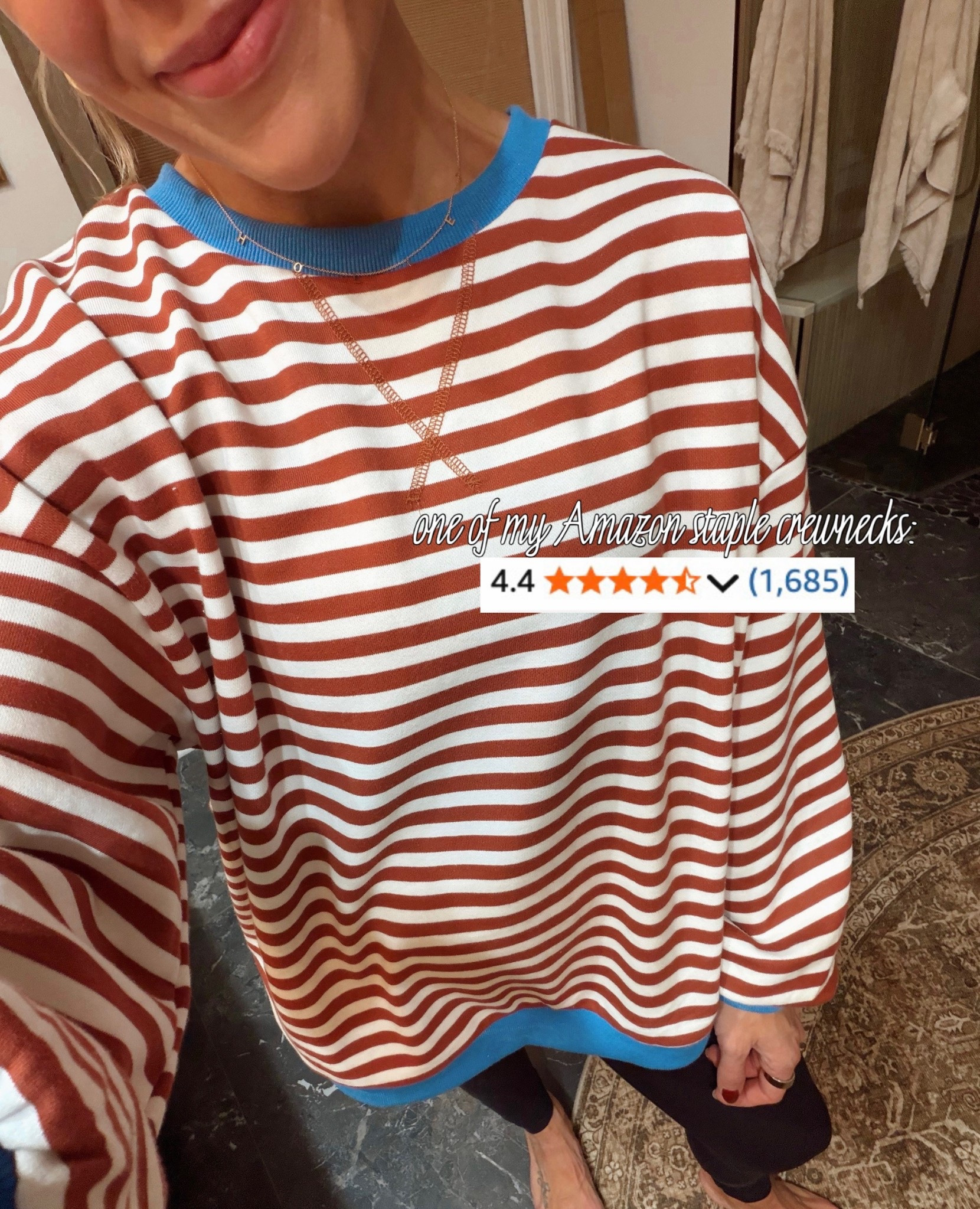 Obsessed w/ these oversized striped crewnecks🫶🏼⚡️ so perfect for layering! I do the medium & this is shade “coffee stripe” ☕️ 

Ootd / comfy / amazon fashion / neutrals / fall style / gift ideas for her / Holley Gabrielle 

#LTKFindsUnder50 #LTKStyleTip #LTKActive