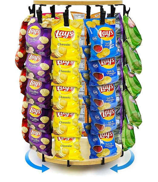 Chip Rack Display Stand, 5 Tier 40 Clips Display Stand, Rotating | Amazon (US)