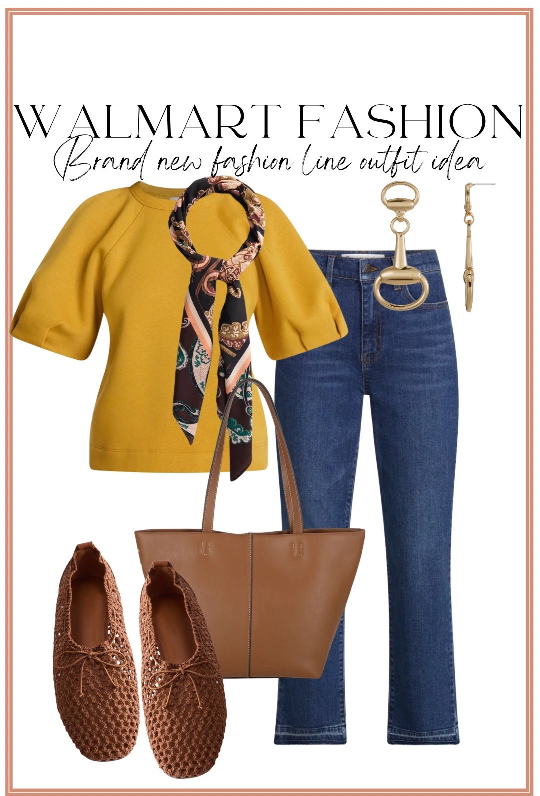 This color combination is EVERYTHING! 💛🤎 Walmart just dropped so many good new fashion pieces, and this outfit looks incredibly elevated! The golden yellow short sleeve sweatshirt with classic denim is so cute, but the scarf, brown woven flats, structured tote + gold equestrian-inspired earrings completely make the look. Such an easy Walmart outfit idea with the prettiest rich colors!

#WalmartFashion #WalmartFinds #WalmartNewArrivals #WalmartStyle #WalmartOutfit #AffordableFashion #AffordableStyle #DenimOutfit #CasualChic #OutfitInspo #EverydayOutfit #WalmartFashionFinds

#LTKootd #LTKPetite