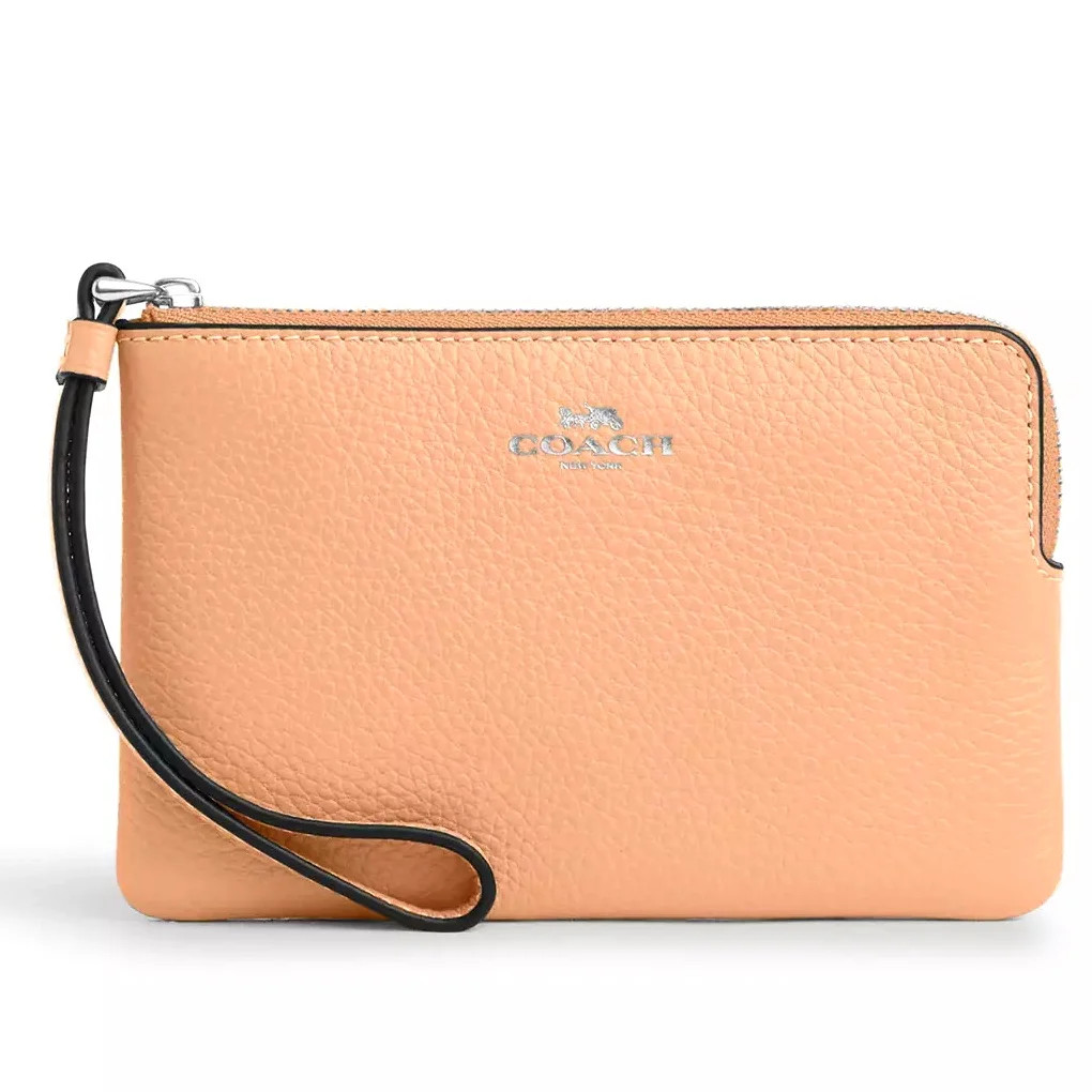 Coach Women's Small Pebbled Leather Corner Zip Wristlet (Faded Blush) | Walmart (US)