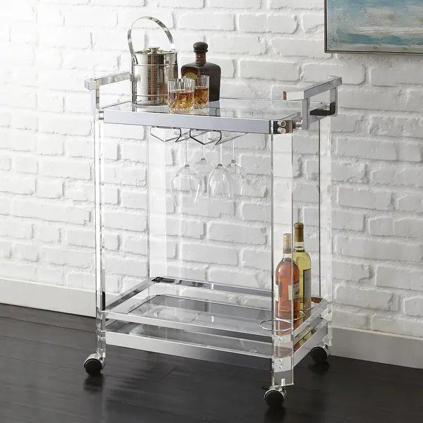 Alba Acrylic Serving Bar Cart by Greyson Living - Silver Chrome | Bed Bath & Beyond