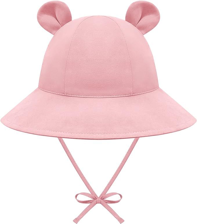 Baby Sun Hat Toddler Hats for Boys Girls Infant Sun Hat Baby Girl Hats with Bear Ears Wide Brim U... | Amazon (US)