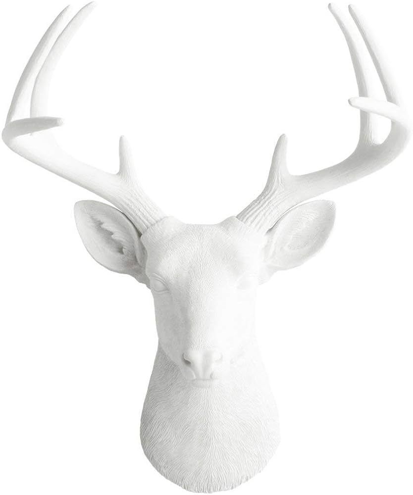 Amazon.com: Wall Charmers Large White Faux Deer Head - 21 inch Faux Taxidermy Animal Head Wall De... | Amazon (US)