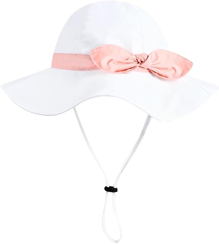 Baby Girl Sun Hat with UPF 50+ Outdoor Adjustable Beach Hat with Wide Brim Bucket Hats | Amazon (US)