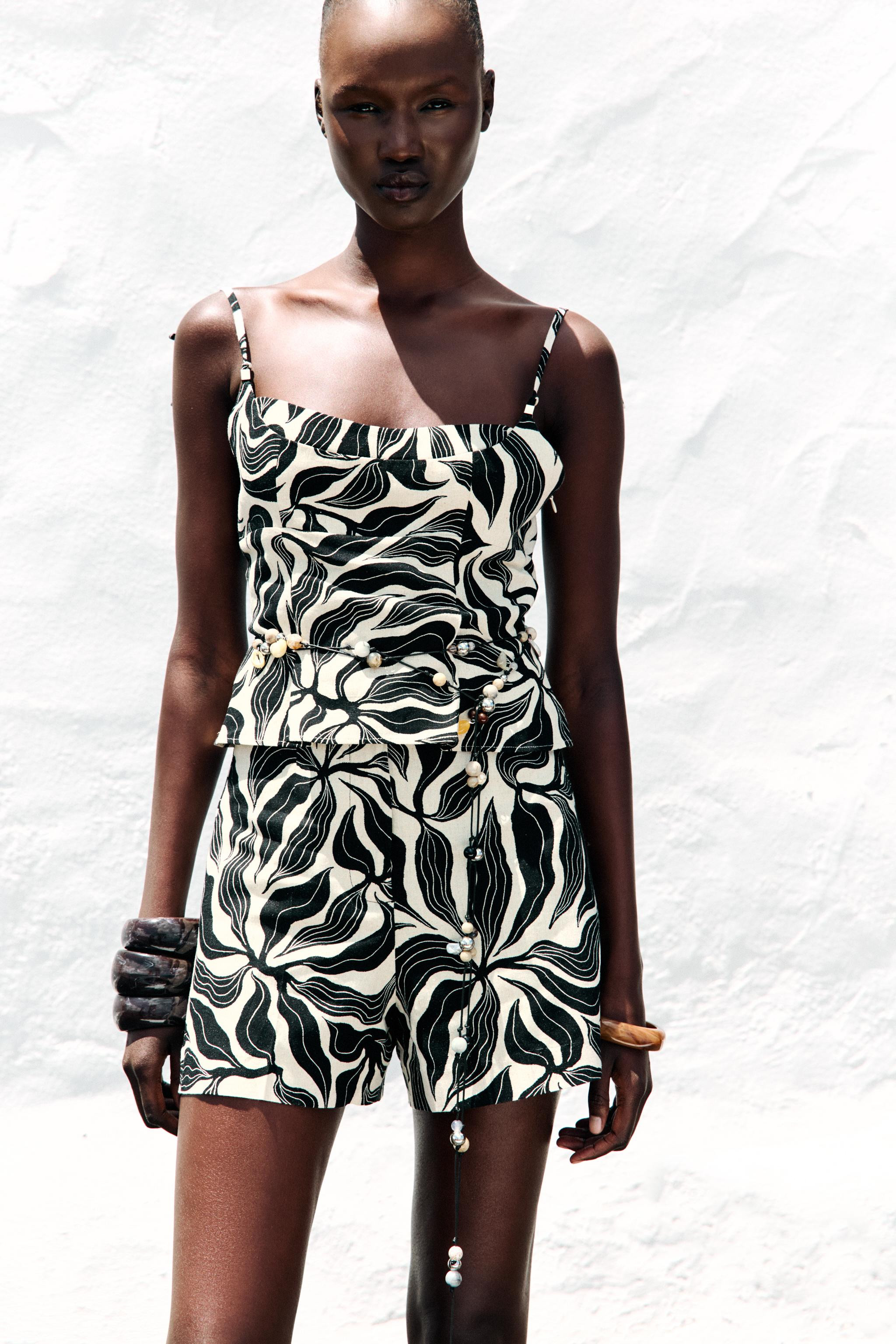 PRINTED LINEN TOP | Zara US