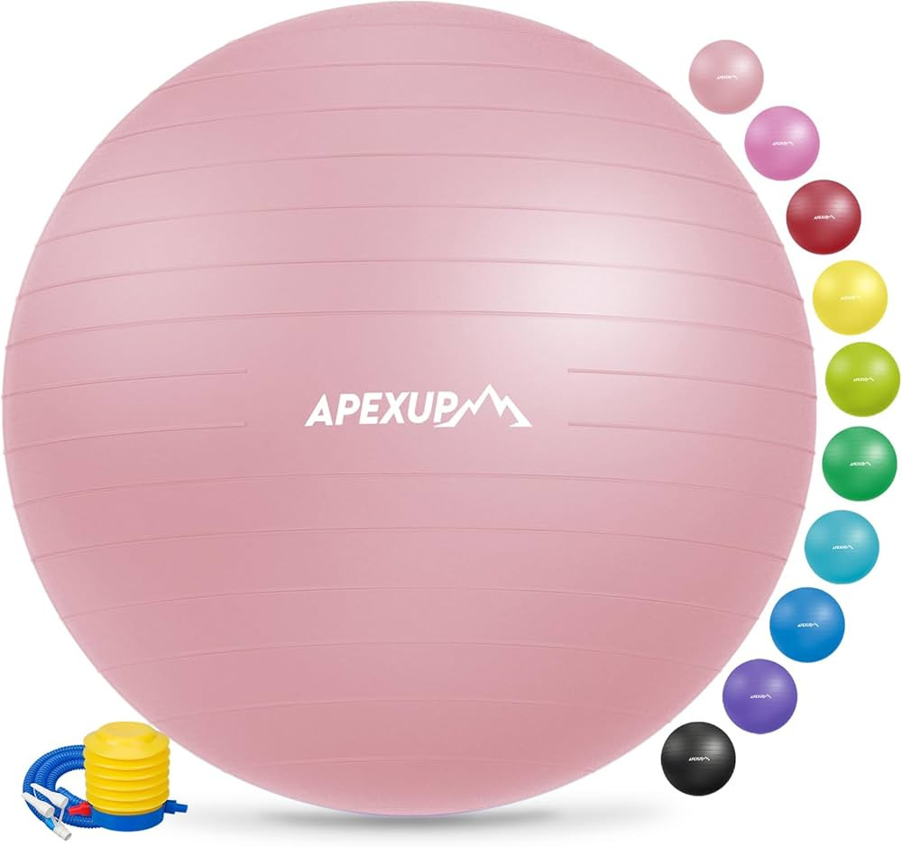 APEXUP Yoga & Pilates Ball - Anti Slip Heavy Duty Gym Ball for Fitness, Balance & Core Workout | Amazon (US)