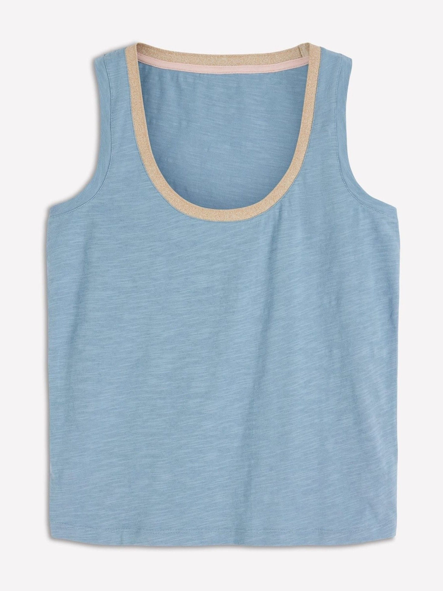 Boden Boden Blue Metallic Trim Scoop Neck Vest | Next US