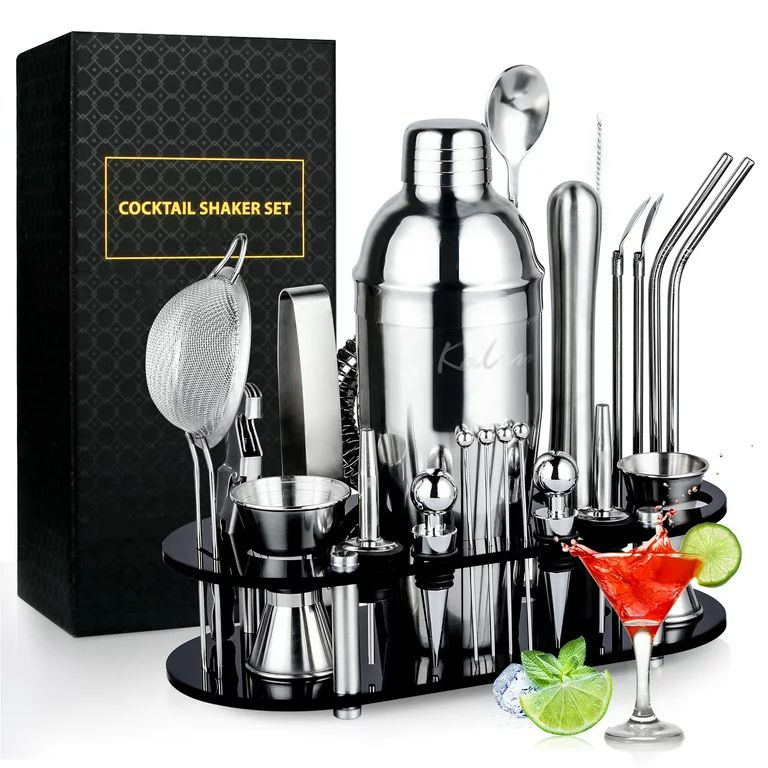 Kalrin Bartender Kit, 25-Piece Cocktail Shaker Set Stainless Steel Bar Tools with Acrylic Stand, ... | Walmart (US)