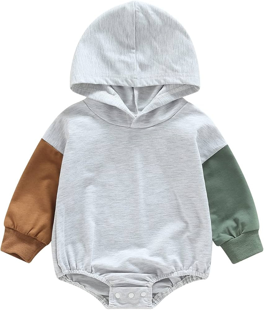 Kuriozud Newborn Baby Boy Girl Clothes Hooded Oversized Sweatshirt Romper Long Sleeve Hoodie Tops... | Amazon (US)