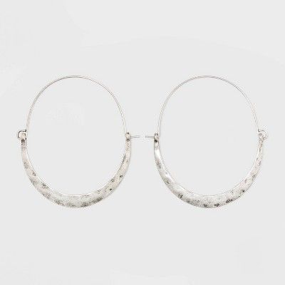 Hammered Bottom Hoop Earrings - Universal Thread™ Silver | Target