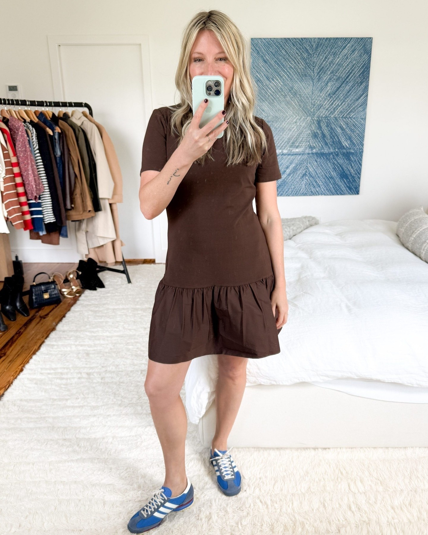 An affordable fall dress that can be dressed up or down...this one!! It was recently restocked from the Nsale and I've been loving it. I think you can definitely make it a fun date night look when paired with a black pump and fun accessories!
