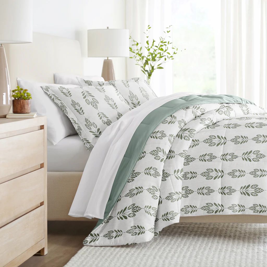 Buy Folk Leaves Reversible Down-Alternative Comforter Set | LINENS & HUTCH | Linens and Hutch