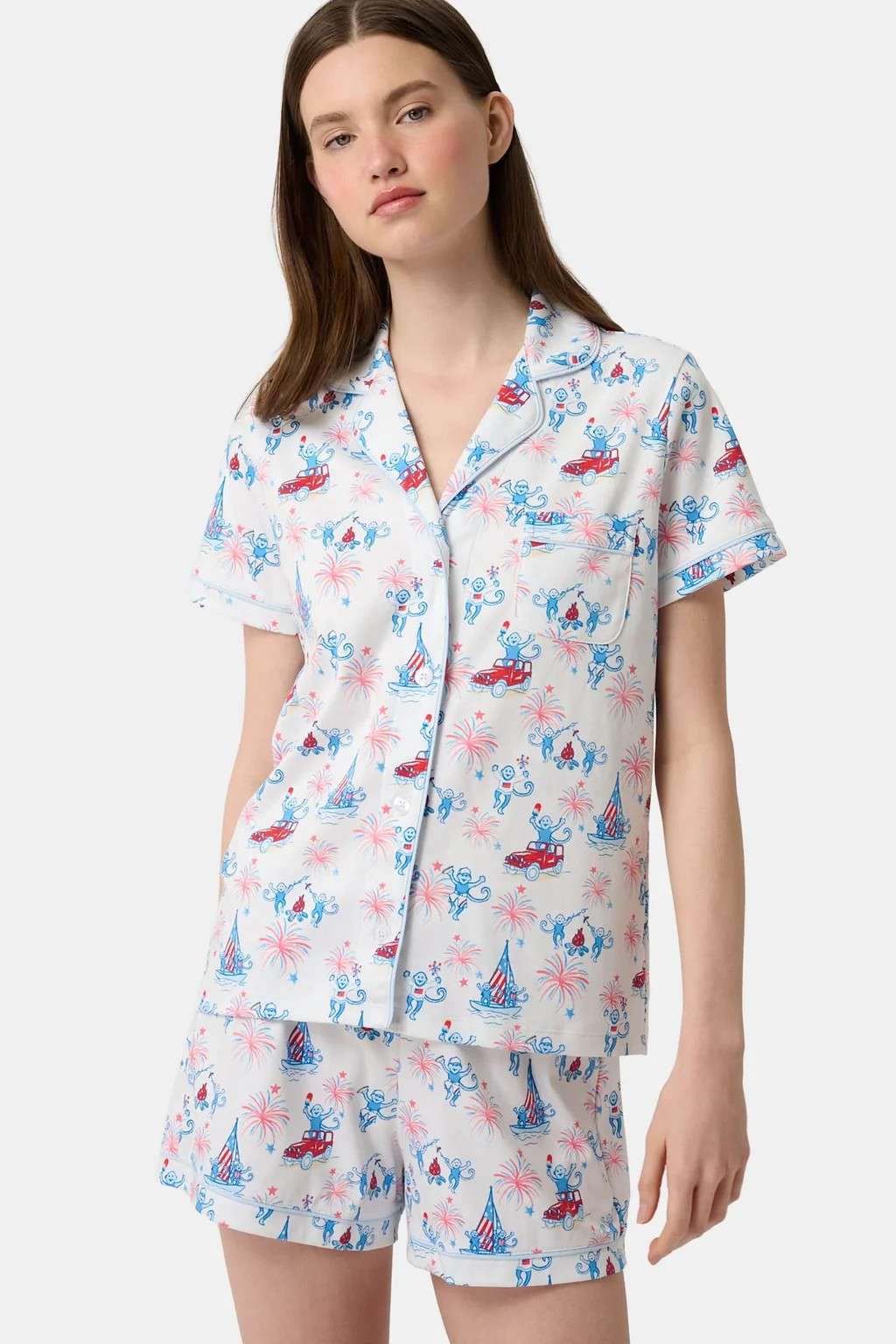 Star Spangled Monkey Polo Pajamas | Roller Rabbit