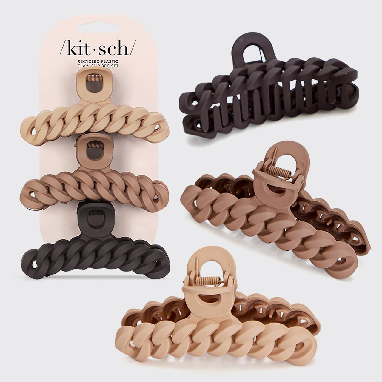 Neutral Chain Claw Clips 3pc Set | Kitsch
