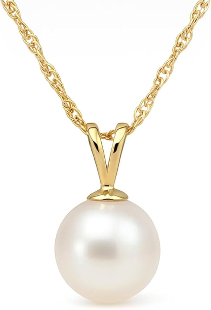 Belacqua AAA Quality Freshwater Cultured Pearl Pendant Necklace for Women| 5-13 mm | 14K Gold | G... | Amazon (US)