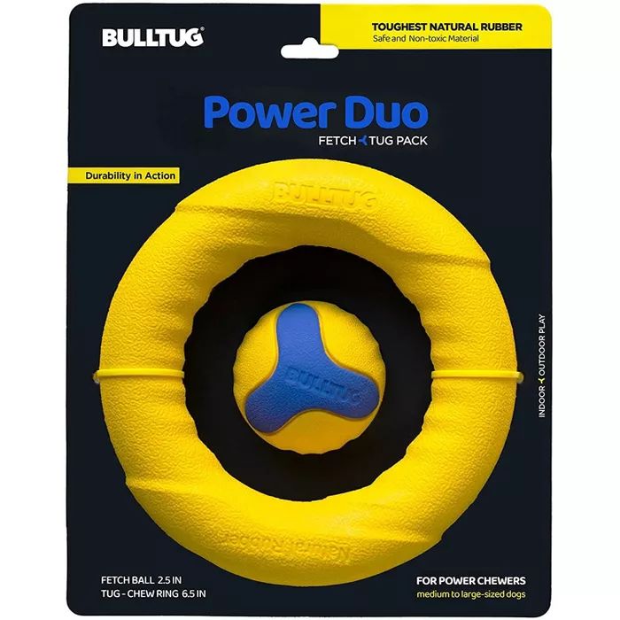 BULLTUG Power Duo Fetch and Tug Pack, Dog Chew Ring and Fetch Ball, Extra-Durable and Safe Natura... | Target