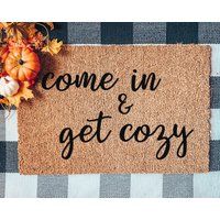 Come in & Get Cozy Doormat, Flocked Coir Christmas Funny Doormats | Etsy (US)