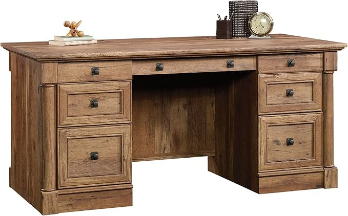 Sauder Palladia Executive Desk, 29.5"D x 65.1"W x 29.61"H, Vintage Oak finish | Amazon (US)
