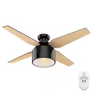 Hunter Cranbrook 52 in. LED Low Profile Indoor Gloss Black Ceiling Fan with Remote 59259 - The Ho... | The Home Depot