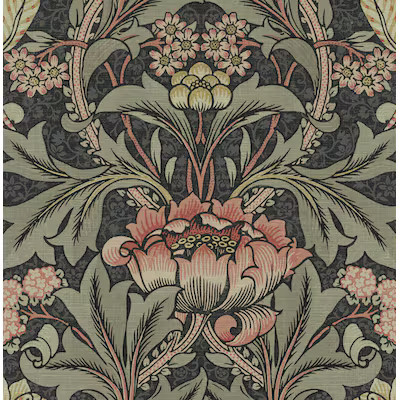 NextWall 30.75-Sq. Feet Charcoal and Rosewood Vinyl Floral Self-adhesive Peel and Stick Wallpaper | Lowe's