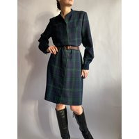 Vintage Plaid Dress/ Wool Blend/ 1980S/ Small Size | Etsy (US)