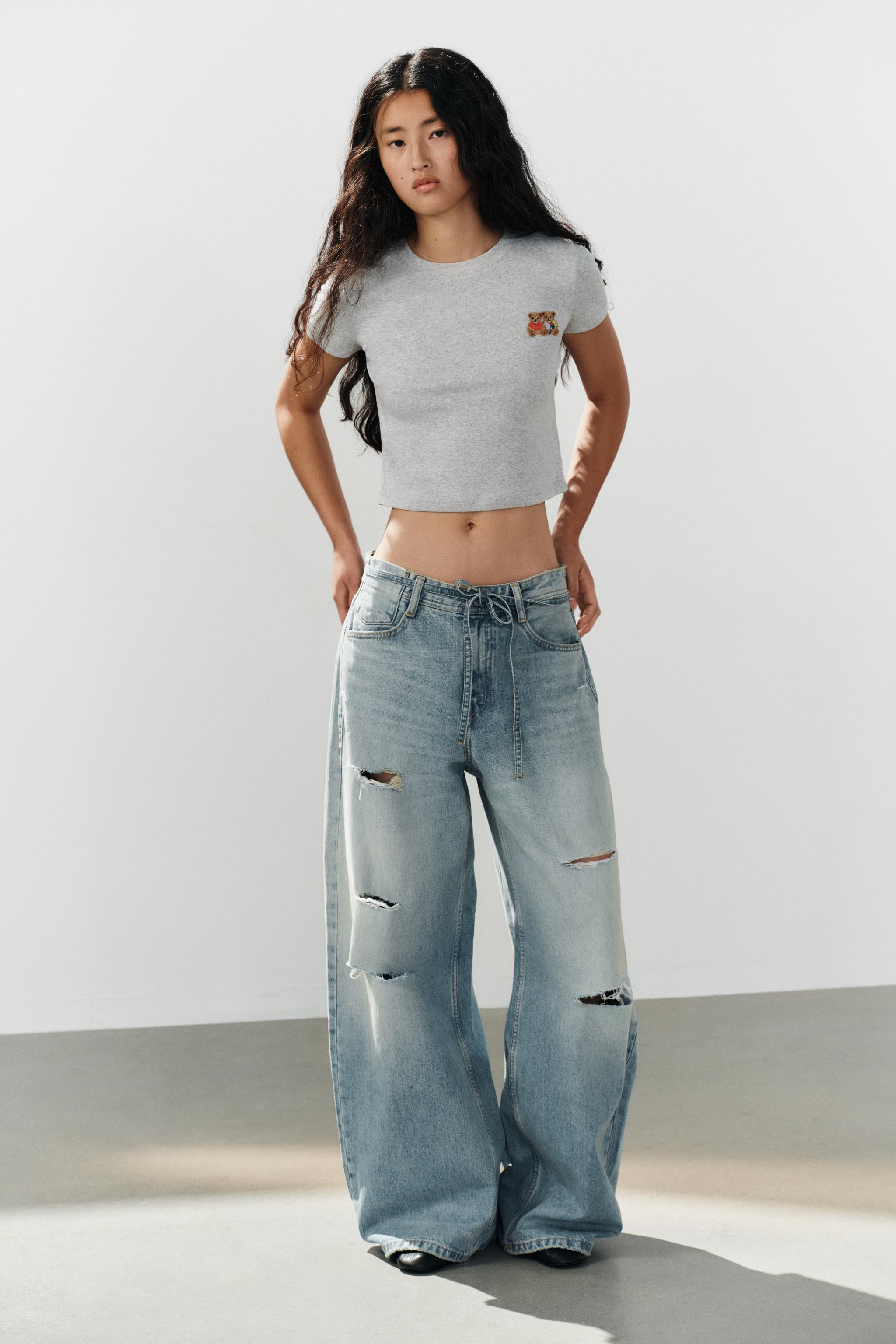 CROPPED BEAR EMBROIDERED T-SHIRT | Zara US