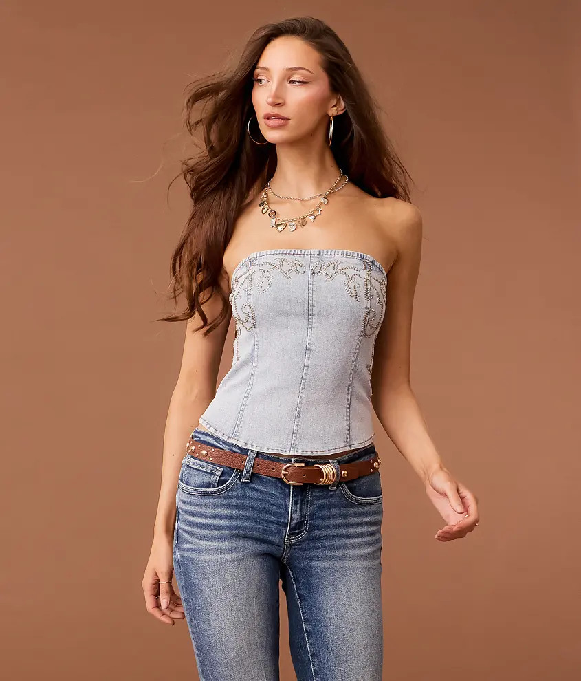 Studded Denim Tube Top | Buckle