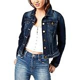 GUESS Women's Sexy Trucker Denim Jacket, Blue, Extra Large | Amazon (US)