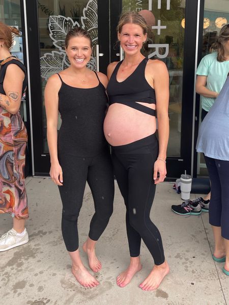 Sometimes you have to go below the bump 😂 wore a black matching set (from pre pregnancy) and my friend wore beyond yoga maternity jumpsuit which is SO comfy

Maternity style, bump style, bump fitness , maternity jumpsuit , bump suit , black crossover leggings 

#LTKsalealert #LTKfit #LTKbump