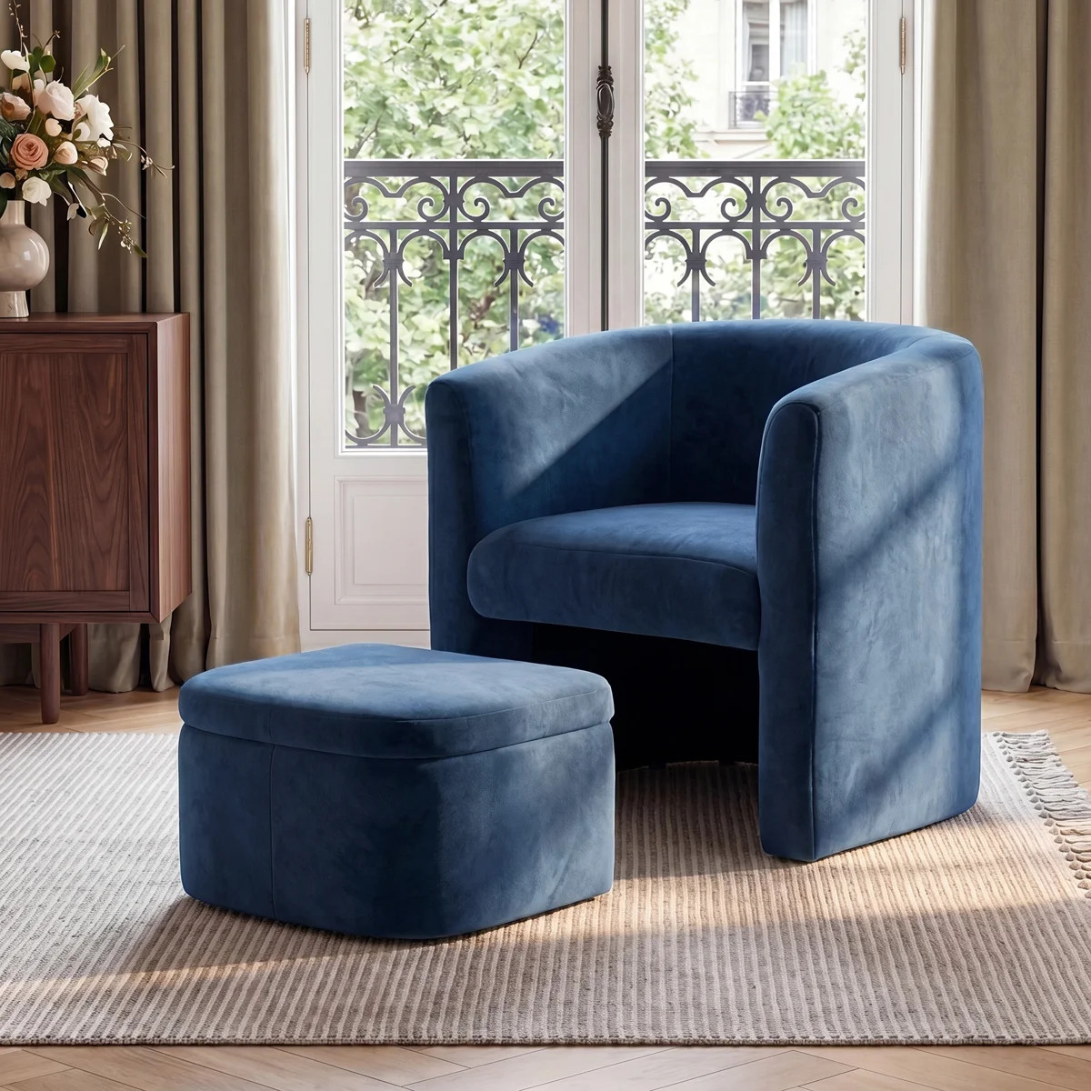 Braedin Upholstered Accent Chair & Storable Ottoman, No Assembly Required | Wayfair North America