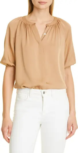 Romantic Elbow Sleeve Silk Blouse | Nordstrom